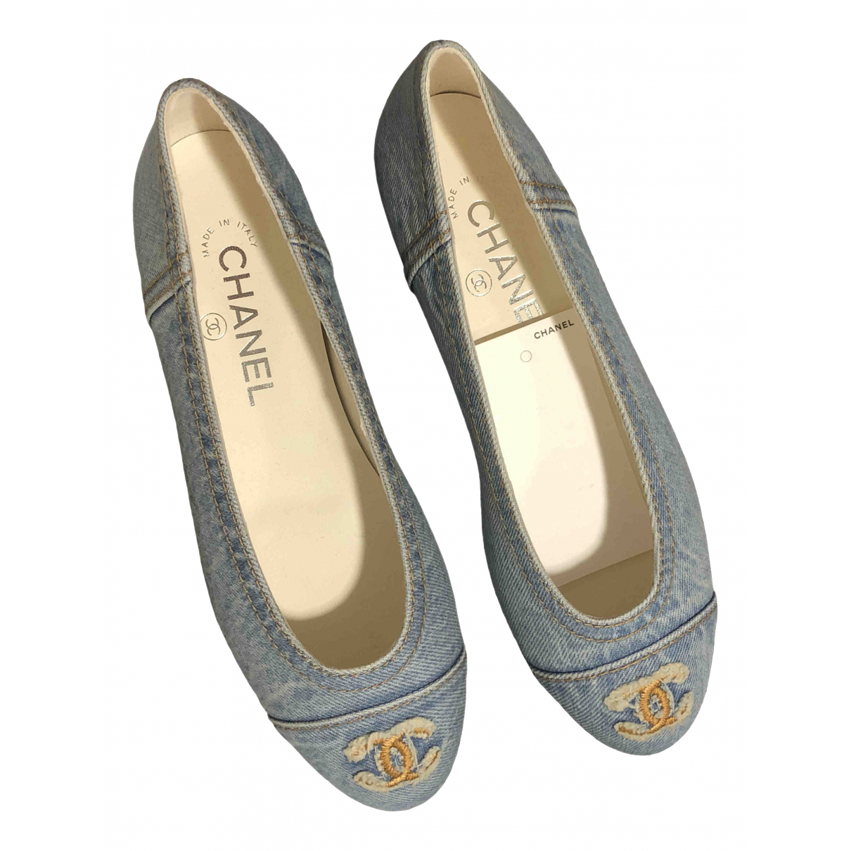 Cloth ballet flats Chanel Blue size 37 
